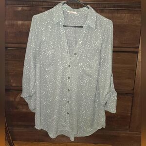 Maurices | Winona Button Down | Sage/Mint Green w/ White Speckles | Size Med